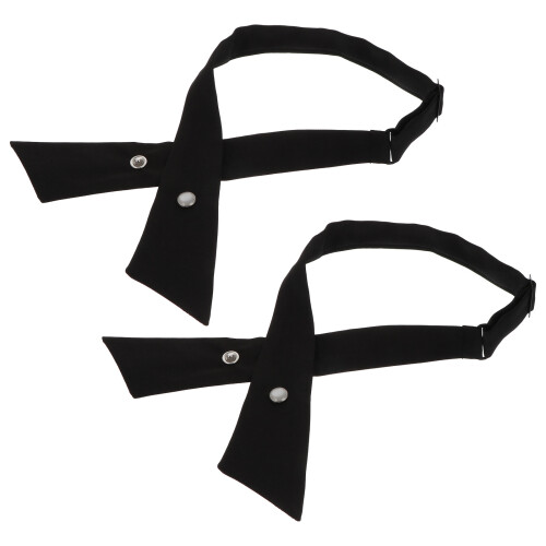 2Pcs Adjustable Black Cross Bowtie Durable School Uniform Neck Tie