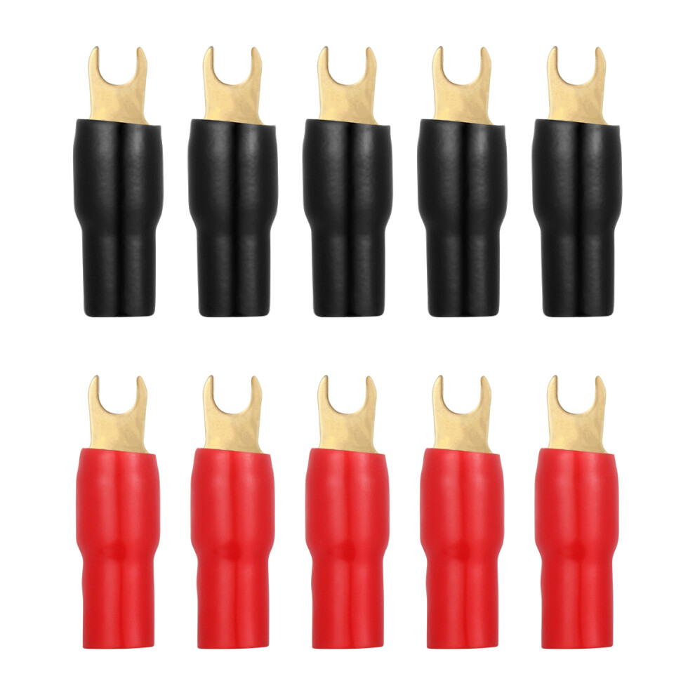 5 Pairs Copper Gold Plated 4 Gauge Spade Terminals For Speaker Wire 3322127901877