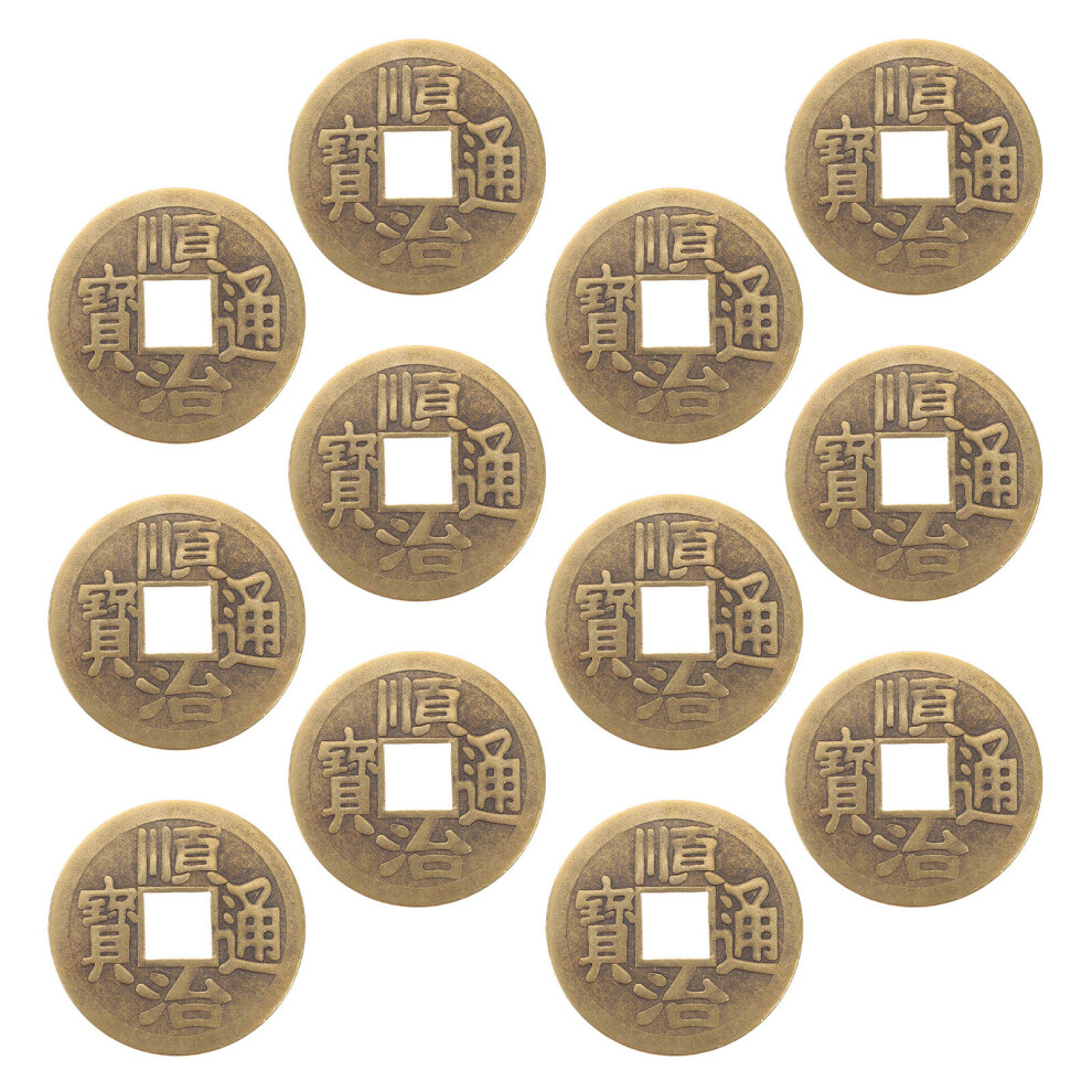 12Pcs Chinese Fortune Coins: Feng Shui I-Ching Lucky Charms For Wealth 3321439603400
