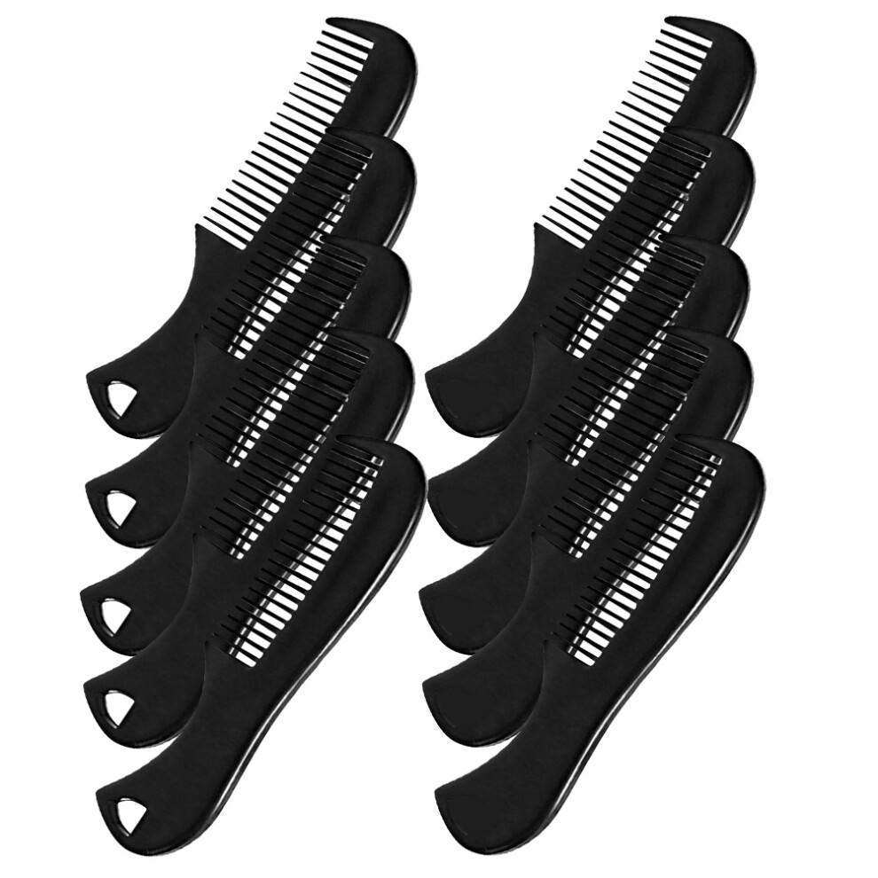 Artibetter 10Pcs Black Plastic Beard Combs Pocket Sized For Mens Grooming Care