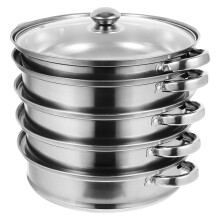 stainless steel steamer stockpot soup pot 5 layers silver