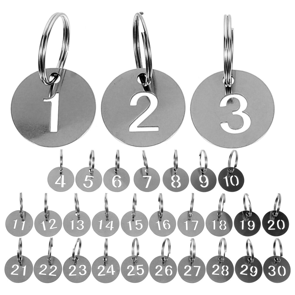 30Pcs Black Stainless Steel Key Ring Tags Numbered For Luggage Keys 3041027982594
