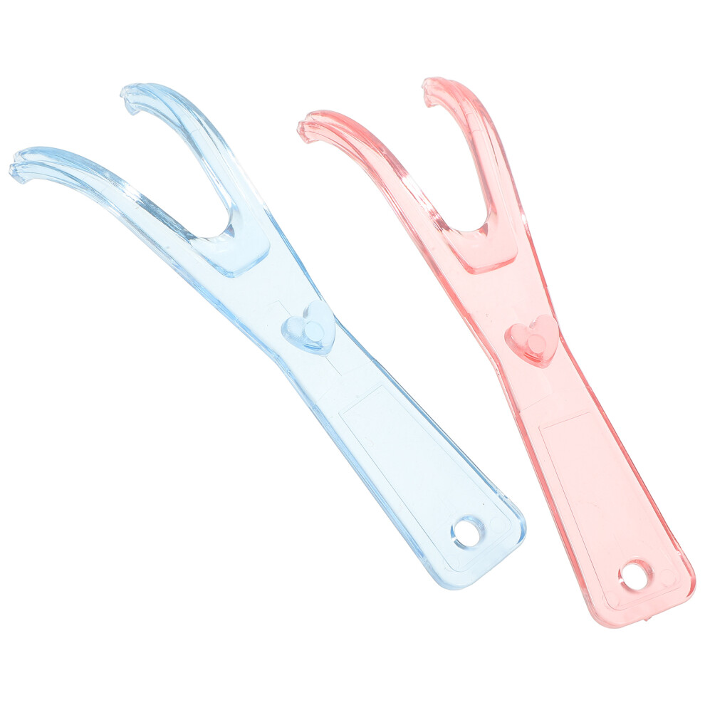 Iplusmile Pink/Blue 2Pcs Dental Floss Holders With Flat Wire Replacement Racks