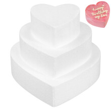 3Pcs Foam Heart Cake Mold For Diy Polystyrene Modeling And Party Decor