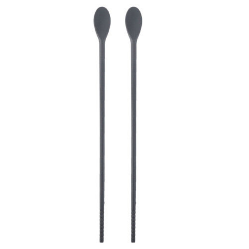1Pair Grey Silicone Dual-Use Chopstick Spoon for Home Kitchen Gadgets
