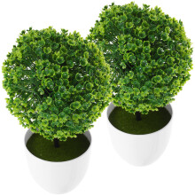 2Pcs Artificial Green Bonsai Plastic Flower Ball Decor
