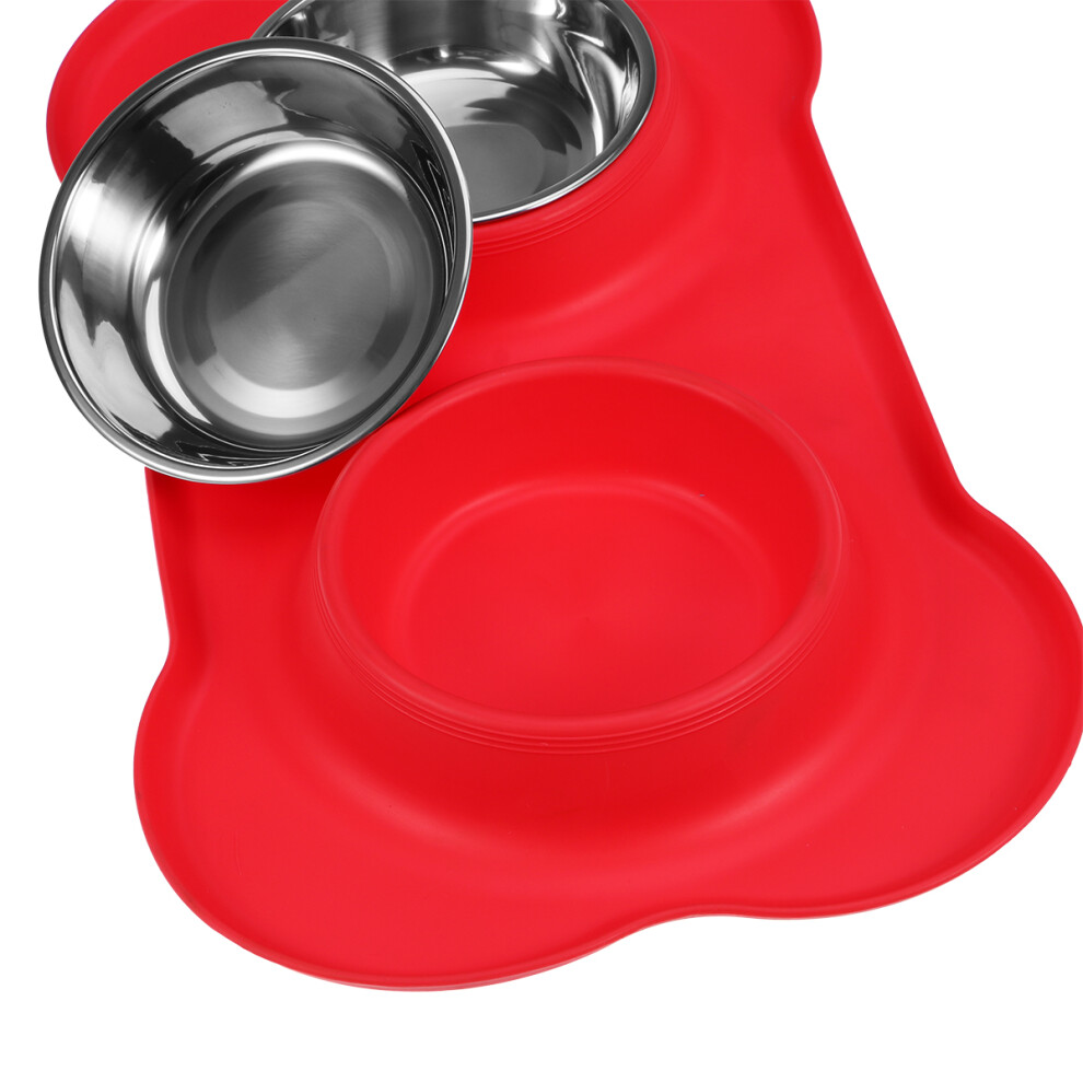 Totority Dog Feeding Bowls Silicone Base Non-Slip Pet Feeding Bowls Red