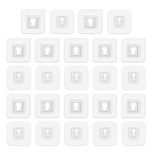 22Pairs Transparent PVC Adhesive Wall Hooks Punch-Free Home Organizer