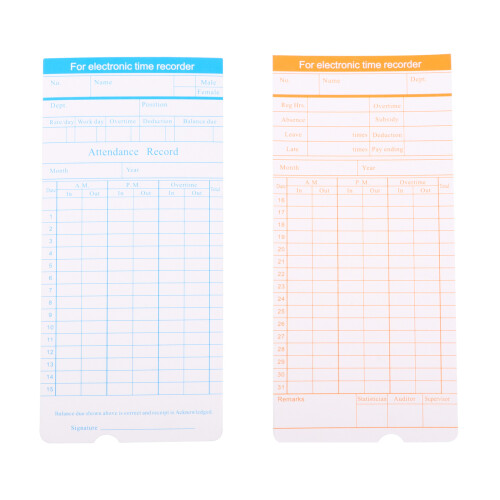 1Set Office Time Card with Durable 350G Imported Paper Assorted Color