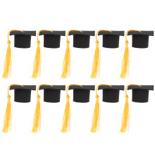 10Pcs Graduation Season Souvenir Mini Doctoral Caps Yellow Cake Decor