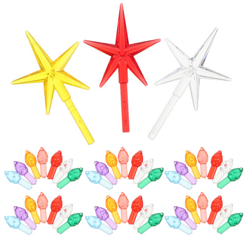 103 Pcs Ceramic Christmas Tree Lights Flame Star Bulbs Ornaments