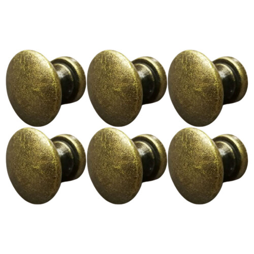 6Pcs Zinc Alloy Bronze Drawer Pull Knobs Antique Round Cabinet Handles