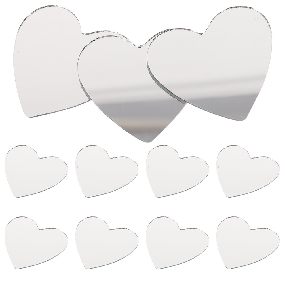 Artibetter 20 Pcs Heart Shape Mini Mirror Tiles For Craft Makeup