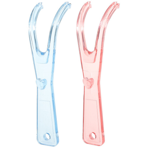 2pcs dental floss holders with flat wire replacement racks pink blue