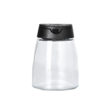 4Pcs Double Cover Glass Seasoning Bottles for Salt Pepper Spice Black