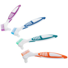 4Pcs Double Head Denture Brushes Assorted Color PP Tpe Nylon Home Use