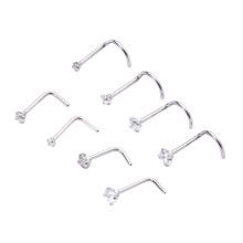 8 Pcs Stainless Steel Nose Stud Rhinestone Piercing