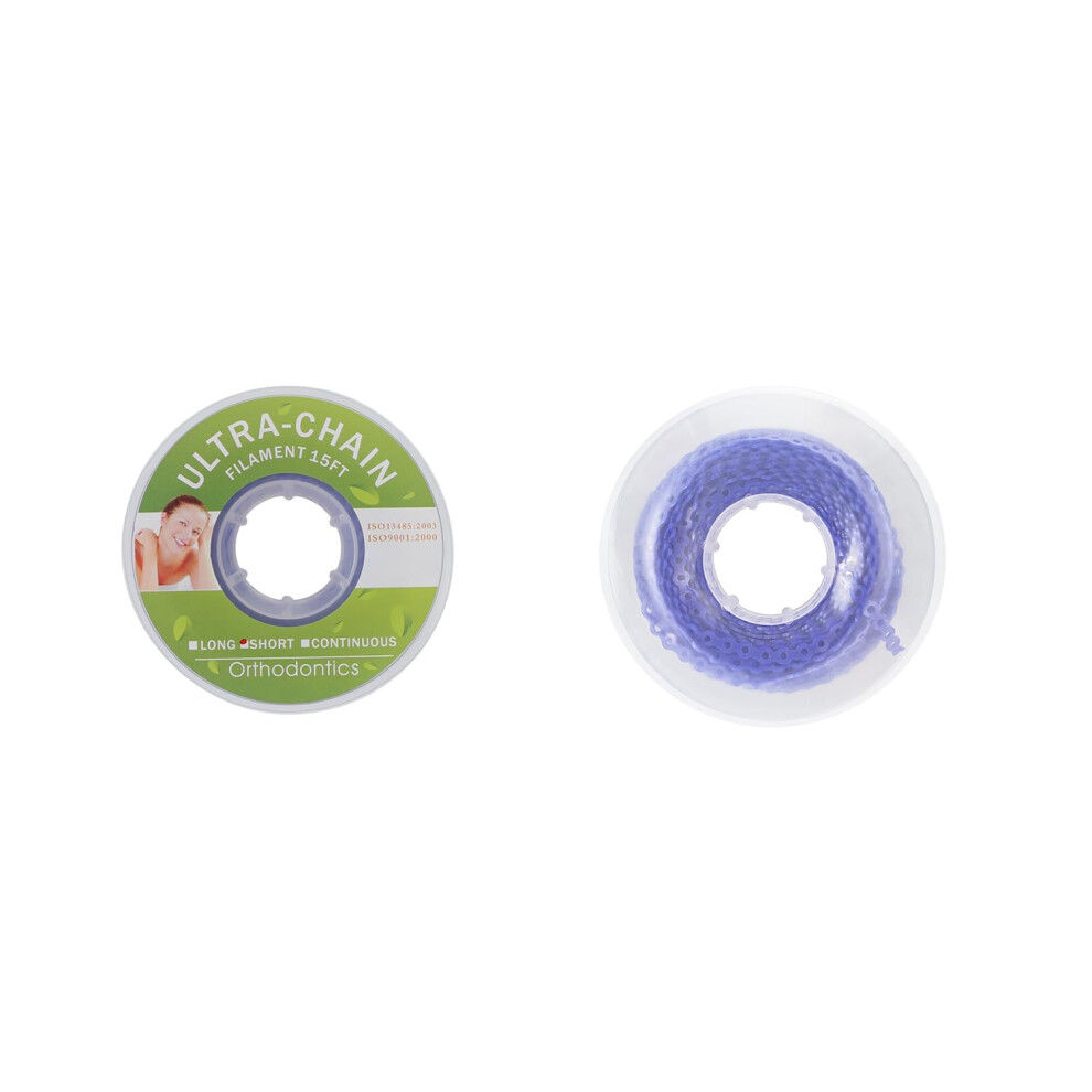 Annwah Purple Dental Colorful Orthodontic Braces Rubber Chains,Dental Rubber Chains For Braces Power Chains For Orthodontic Treatment(Long, 16)