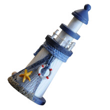 1Pc Navy Wooden Lighthouse Mini Nautical Decor for Home Office Table