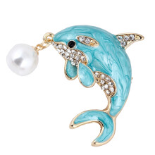 1Pc Blue Dolphin Design Brooch for Women Alloy Fashion Clothes Decor