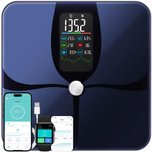 Lepulse Slimme Weegschaal Met BMI, Vet, Spier, 4.68" Display, 22 Metingen, Hartslag, Badkamer
