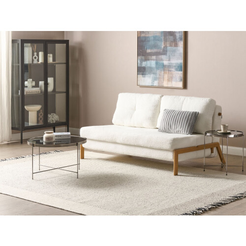 Beliani Sofa Bed 2 Seater EDLAND Boucle Off-White 1