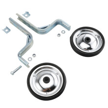 Adjustable Kids Bike Training Wheels Black Silver Metal Rubber