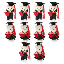 10Pcs Standing Mini Graduation Bears Black Foam Fabric Decoration