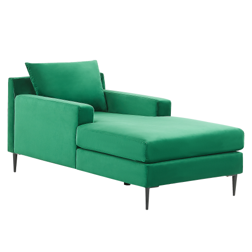 Beliani Chaise Longue GUERET Velvet Green