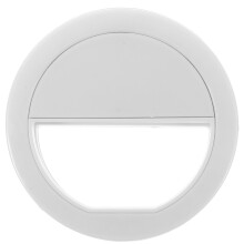 White ABS Round Clip on LED Ring Light for Mobile Phone Selfies
