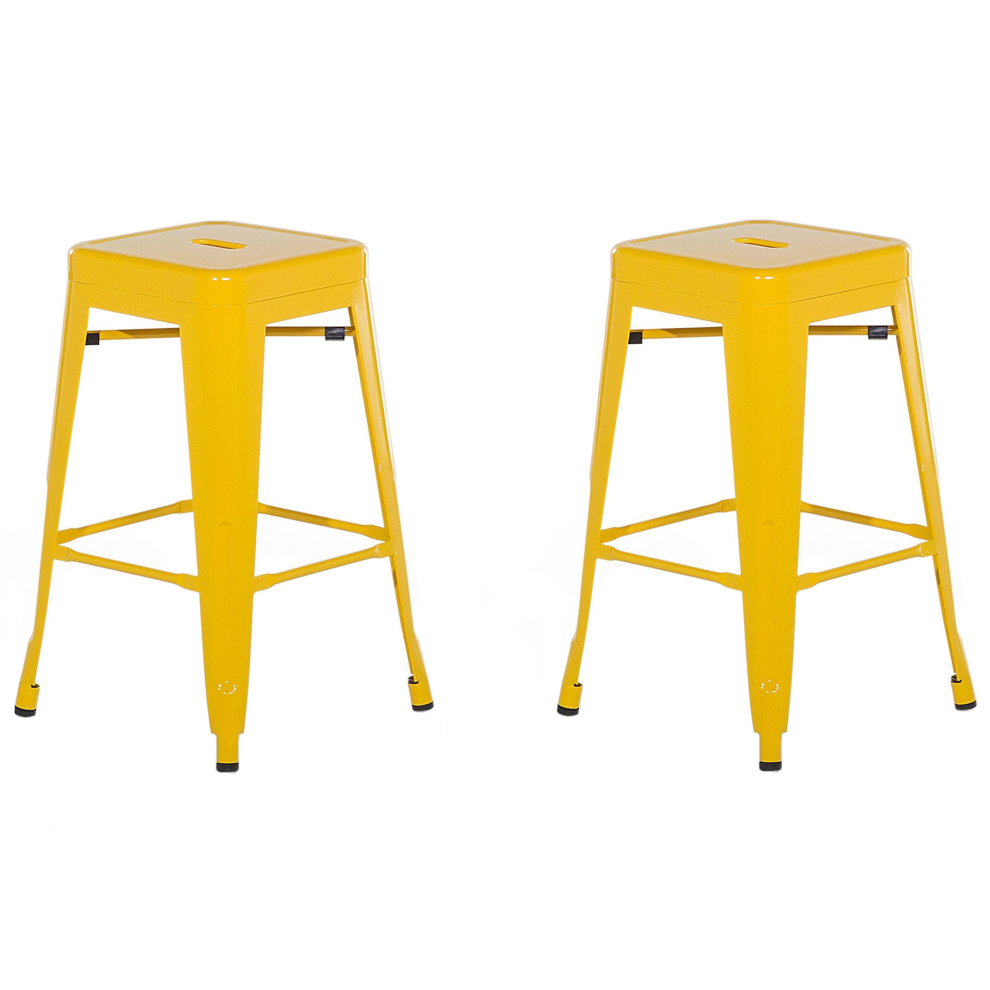 Set of 2 Bar Stools CABRILLO Metal Yellow