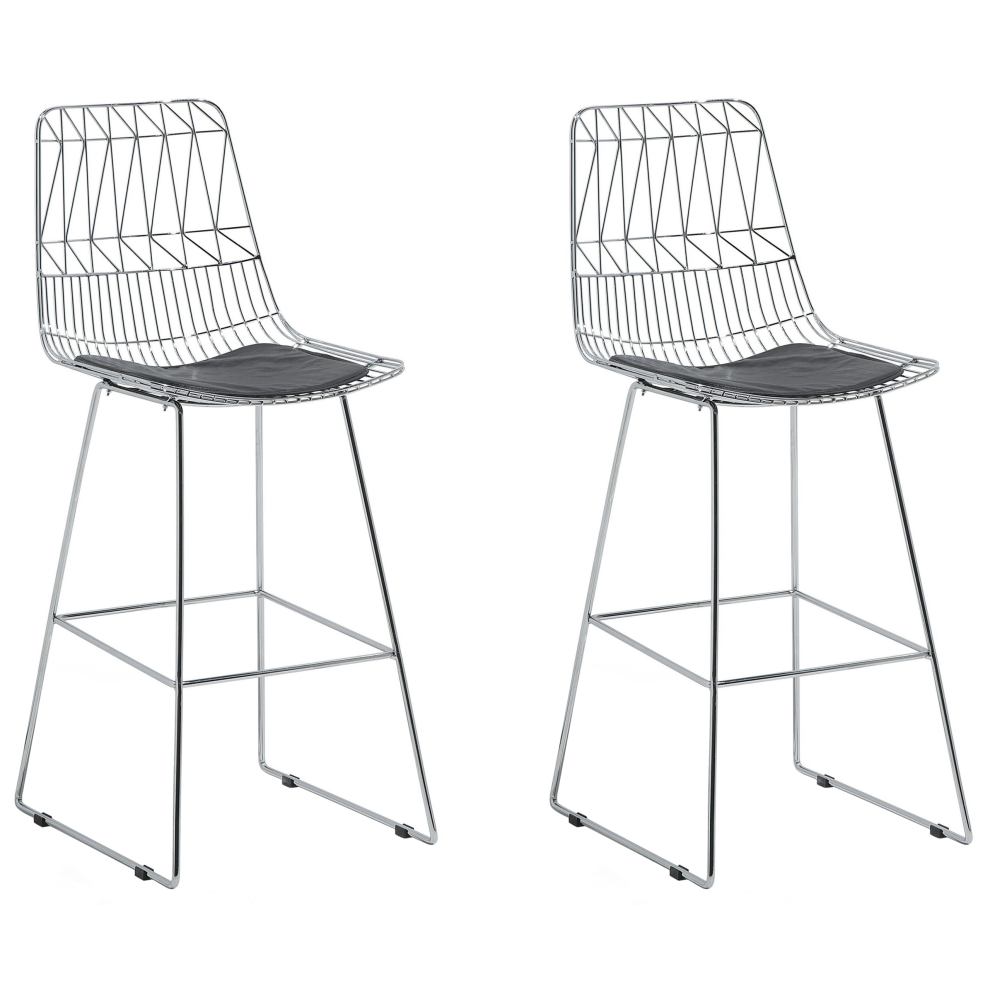 Set of 2 Bar Chairs PRESTON Metal Silver