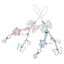 2Pcs Cute Phone Charm Lanyard with Star Moon Pendant Assorted Color