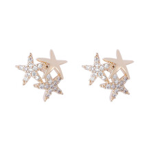 simple zircon five-pointed star ear stud earrings for women