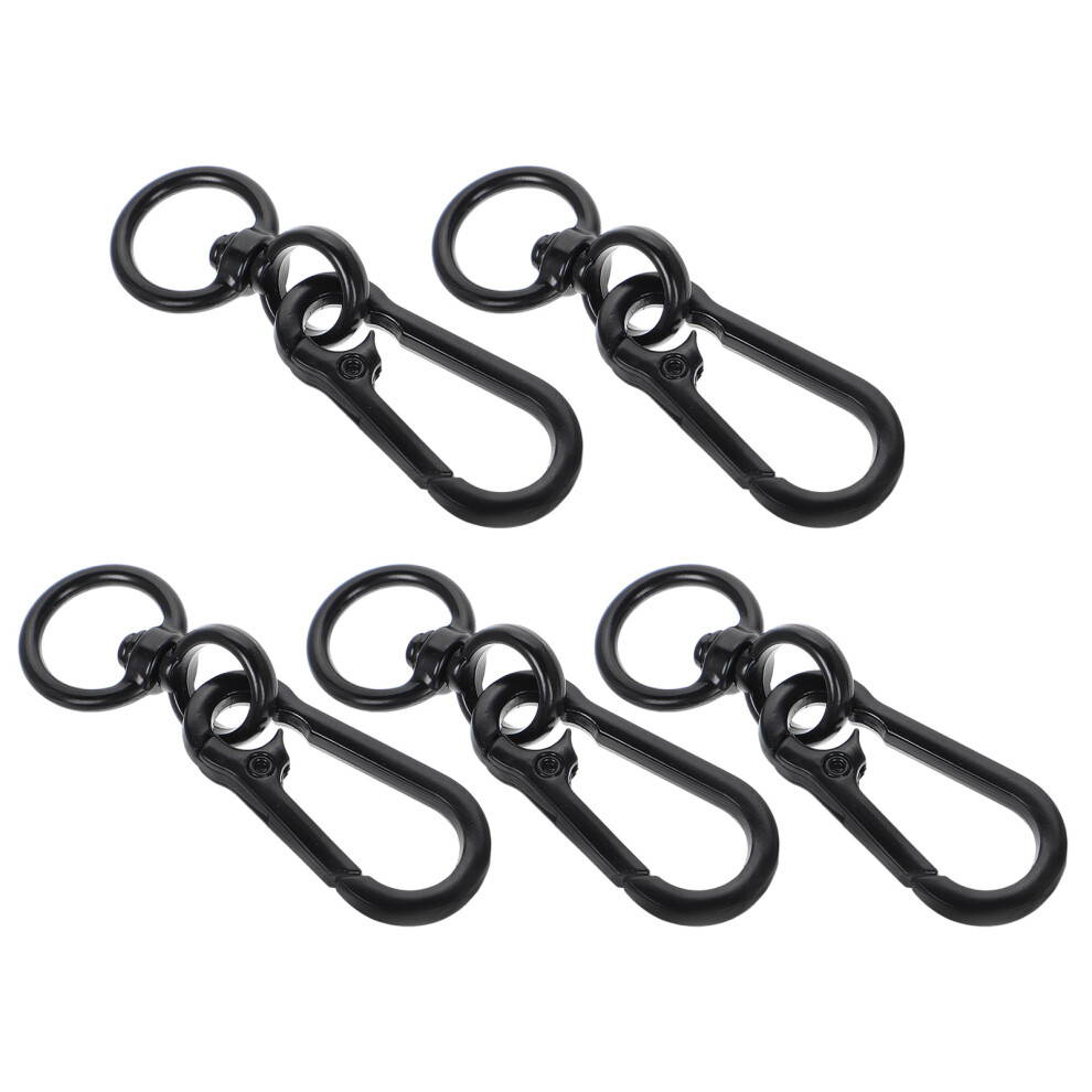 Happyyami 5Pcs Heavy Duty Black Zinc Alloy Quick Release Swivel Carabiner Clips