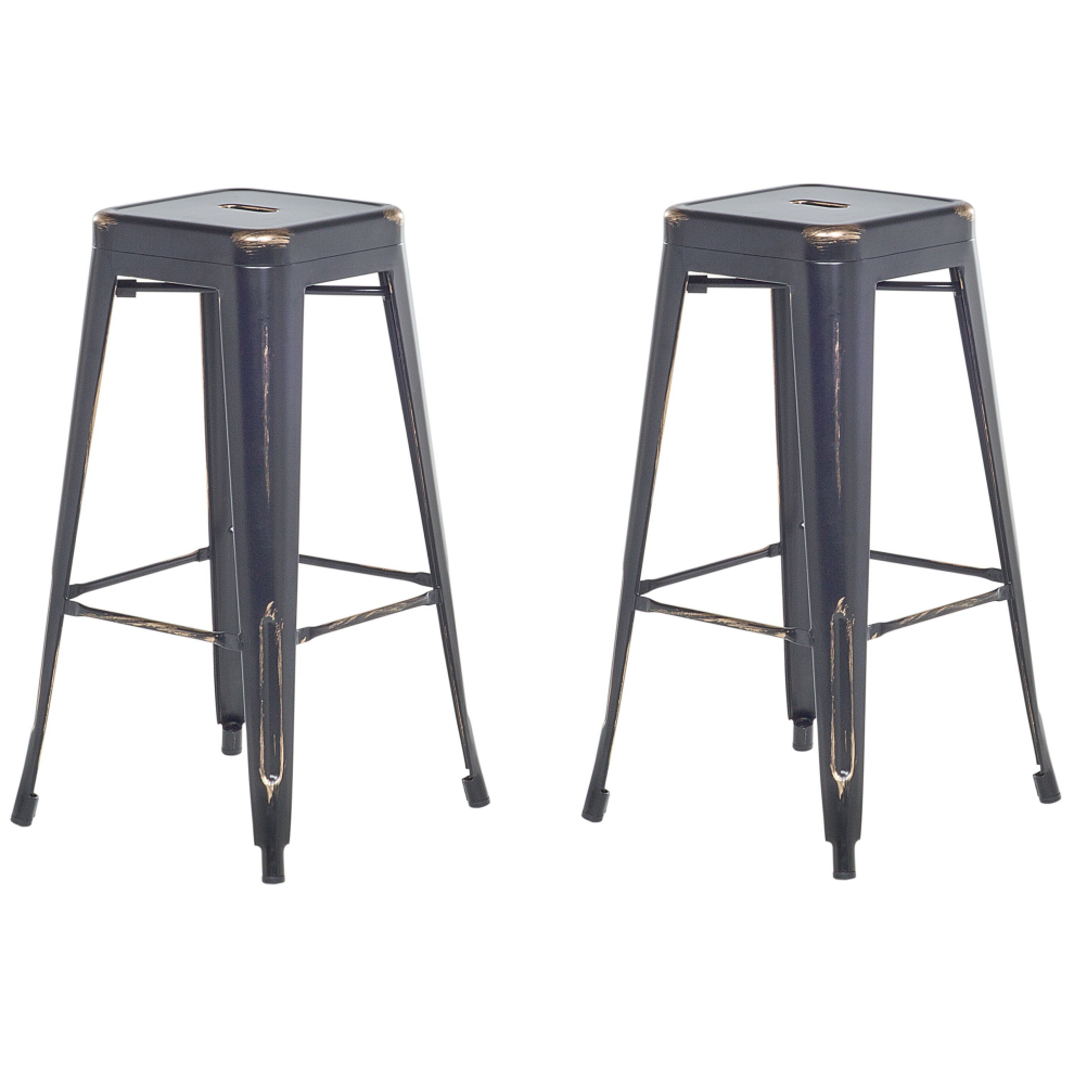 Set of 2 Bar Stools CABRILLO Metal Black