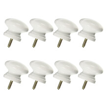 8Pcs White Wood Cabinet Knobs Durable Round Door Handles for Wardrobes