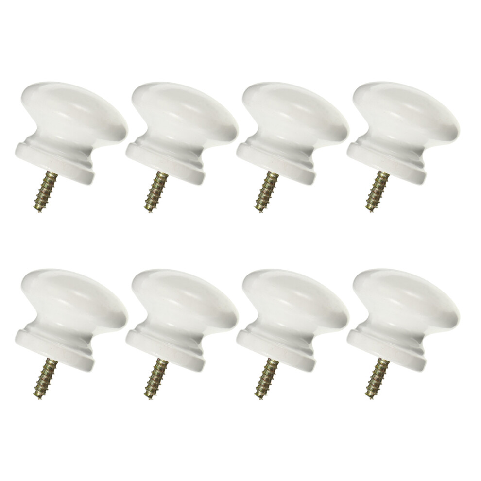 8Pcs White Wood Cabinet Knobs Durable Round Door Handles For Wardrobes 3442803250331