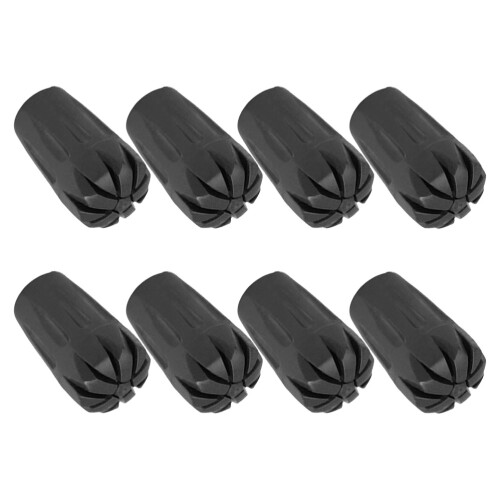8Pcs Black Hiking Pole Tips Rubber Protector for Trekking Cane Heads