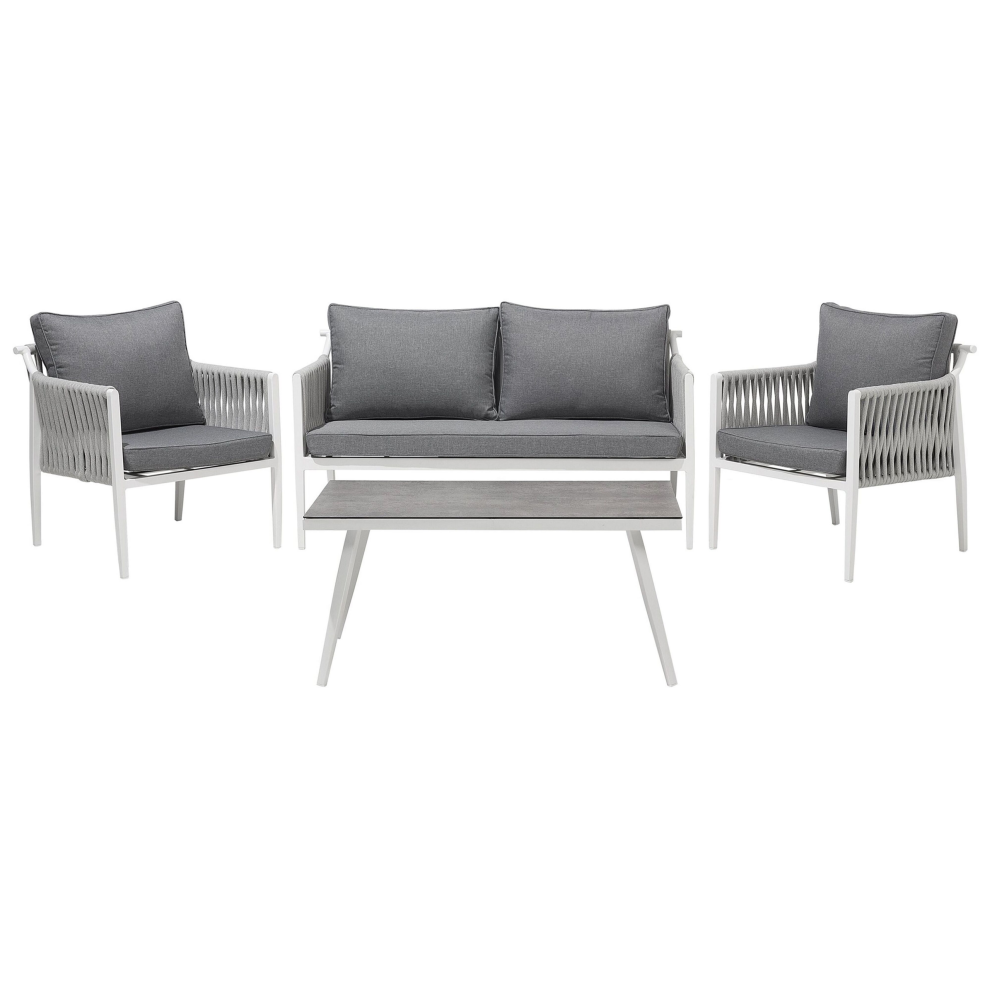 Garden Lounge Set with Table 4 Seater LATINA Metal Grey