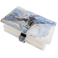 Lockable Dark Blue Diary Notebook PU Paper Journal for Home