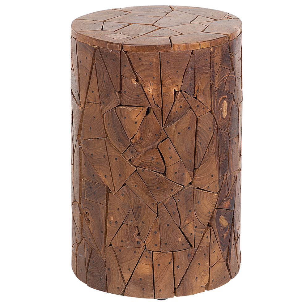Beliani Side Table Dawson Teak Wood Brown