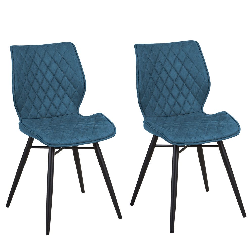 Set of 2 Dining Chairs LISLE Fabric Sea Blue