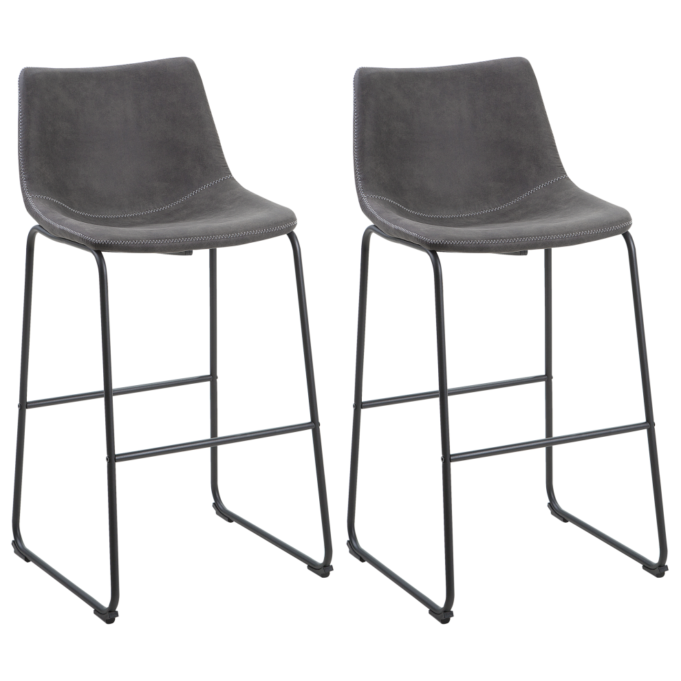 Set of 2 Bar Chairs FRANKS Grey