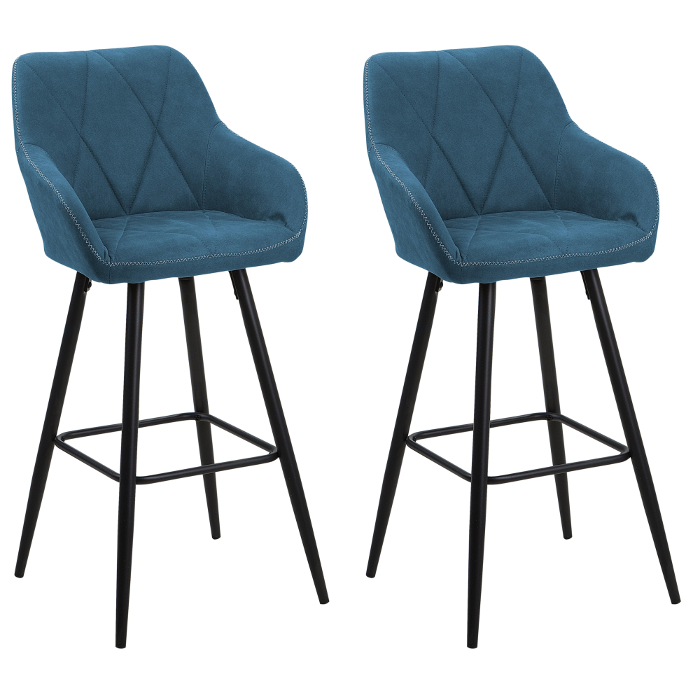 Set of 2 Bar Chairs DARIEN Sea Blue