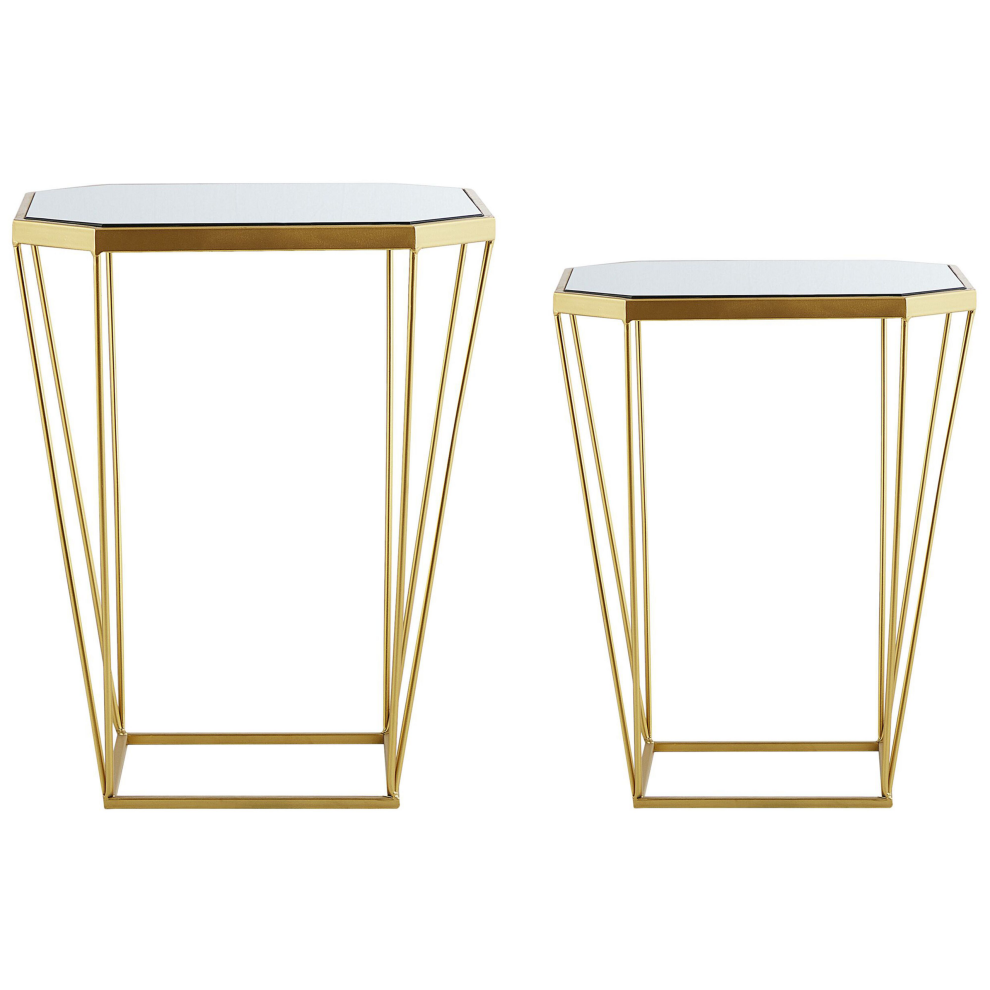 Set of 2 Side Tables SIERRA Glass Gold