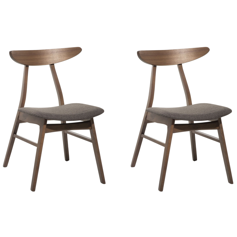Set of 2 Dining Chairs LYNN Wood Dark Brown/ Grey