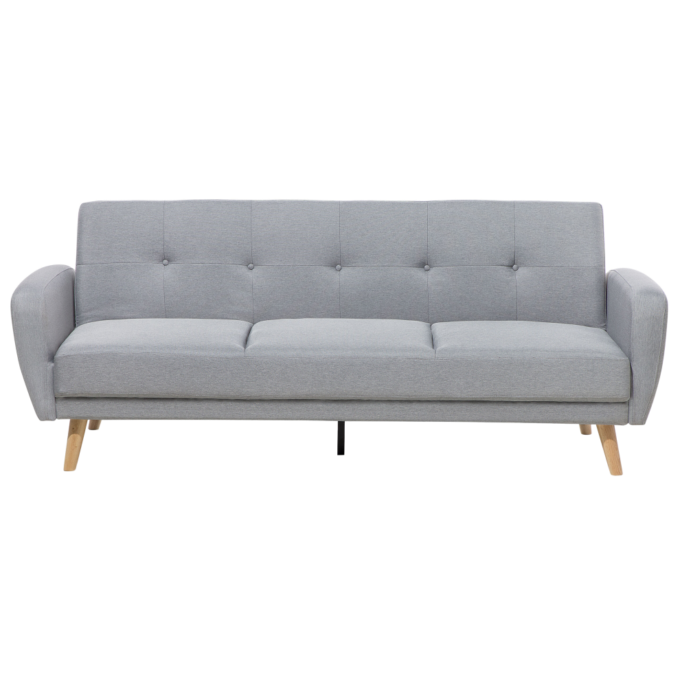 Sofa Bed 3 Seater FLORLI Fabric Light Grey