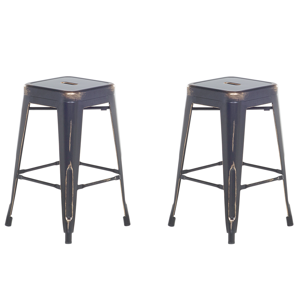Set of 2 Bar Stools CABRILLO Metal Black