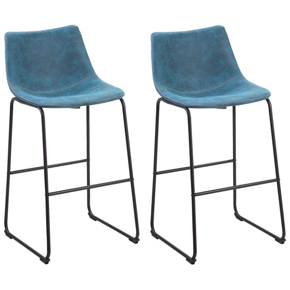 Set of 2 Bar Chairs FRANKS Sea Blue